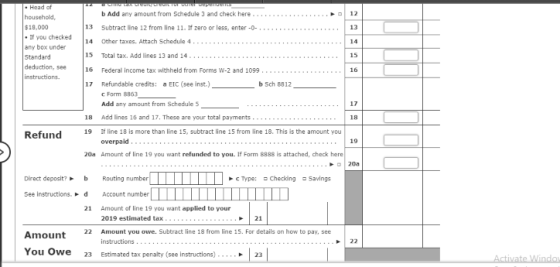 12 C • Head of household $18,000 . If you checked any box under Standard deduction, see instructions. 13 14 15 ONCRETO upende