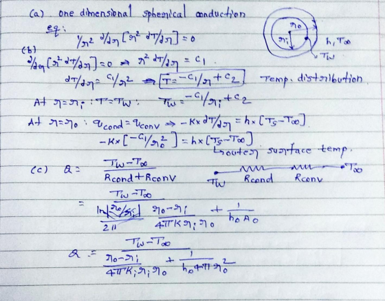 (a (6) one dimensional sphemical anduction Yone Man (medt/2.1] h, TOO olem (54 dt/n] 50 m od d9/277=61 dT/top a/2 = -c/rtc2 T