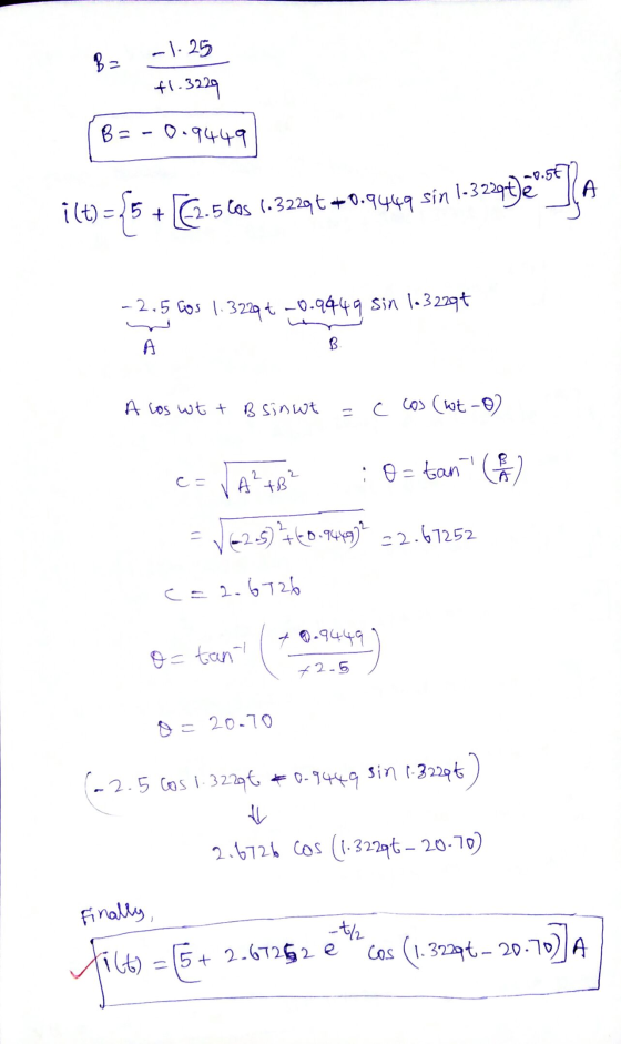 21:25 B2 41.3220 B=-0.9449 i(t) = 25+ [[2.5 los 2.5 Los 1.32296+0.9449 sin 1-3220 -2.5 Cos 1.32296 -6.9449 Sin 1.32297 A B A