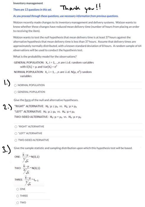 Thank you!! Inventory management There are 13 questions in this set As you proceed through these questions, use necessary inf
