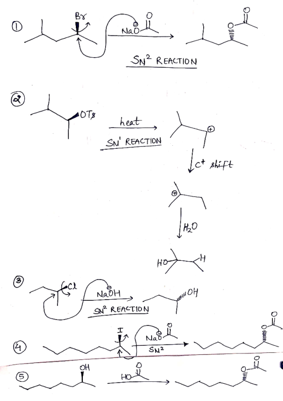 ogh to SagREACTION @ Loote heat heat o SN REACTION . Let shift ༦། . sec ( Naoh U OH SN® REACTION Na SNP Hoe