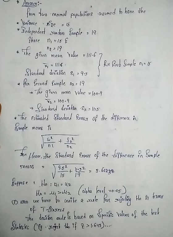 he gen mean Yalve IS econ →The geven mon value-100.9 deviation SIts the eshmate ample means is n t n2 an ence, i 15 I9 >[645)...
