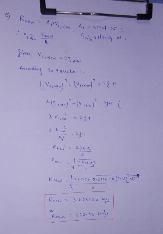 RNew - A, XY, NOW A - areal at I li New RNow New Velocily att given, Van New = 27, New According to equation-2. (V2, New) = (