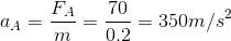 FA 70 aA = m 02=350m/s2