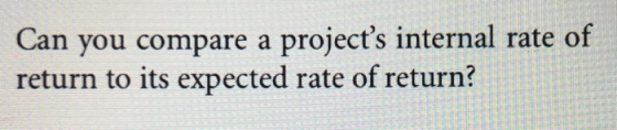 Can you compare a projects internal rate of return to its expected rate of return?