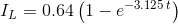 I_L = 0.64\left(1-e^{-3.125 \,t}\right)