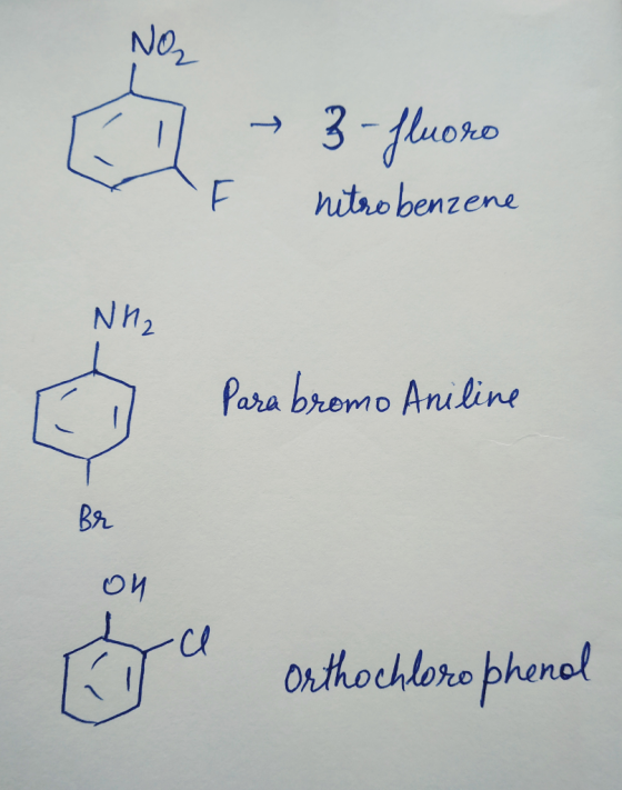 No2 3-1uoro F nitro benzene NA2 Para bremo Aniline Onthochlero phenel