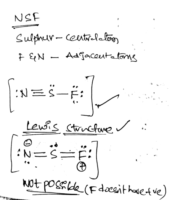 NSF Sulphur - Centrale deos F EN – Adjaceutatens Lewis structure : not possibde (fdoesnt have tve)