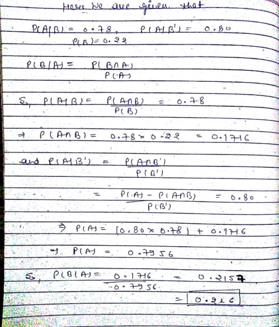 giethat troseeWe aee LLALL PB)= O. 2 8. PCA P(AnB) P(B) PLAB = o.8 PCANB) -} O. 8 -22 O-1316 and PiA3 PLANB Pr A PIANB) PCA