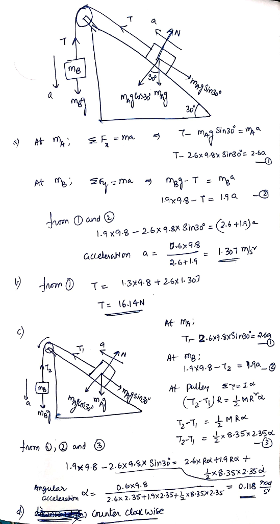 3o T- 26xsx Sin3o- 2-6a 0-6x9.3 619 1.3x9.8 + 26x1, 363 nam T = T- 16.14N 1.9x4.8-12 = Ma-G Atp.llal Σ7-lol 35x 2-3Sdl atteleahom 2.6x 2.35+19x235+.835x 2.35