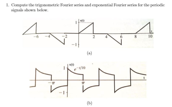 1. Compute the trigonometric Fourier series and exponential Fourier series for the periodic signals shown below. ANNA 6 -4 4