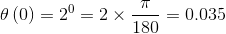\theta \left ( 0 \right )=2^0=2 \times \frac{\pi}{180}=0.035