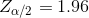 Z_{\alpha/2} = 1.96