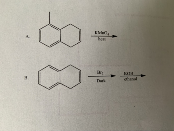 KMnO heat Br2 KOH ethanol Dark