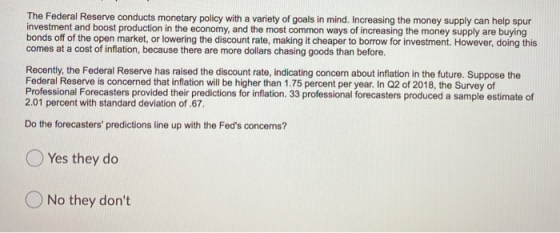 The Federal Reserve conducts monetary policy with a variety of goals in mind. Increasing the money supply can help spur inves