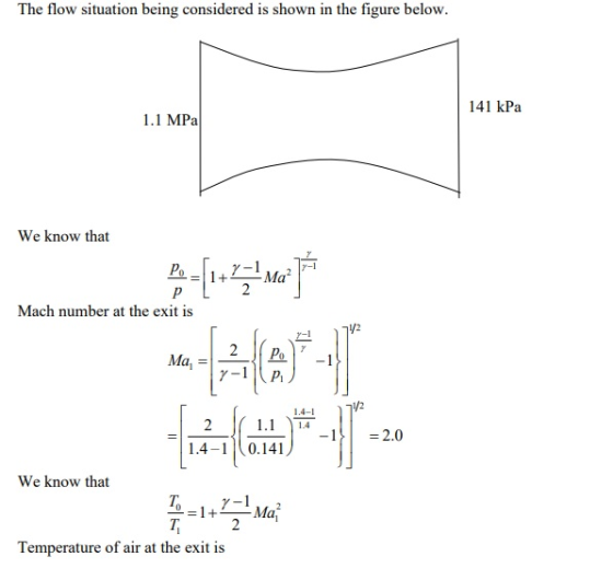 The flow situation being considered is shown in the figure below 141 kPa .1 MPa We know that Po Mach number at the exit is 체(