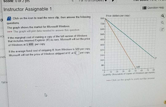 Score:0012 pis Instructor Assignable 1 Question Hep B Click on the icon to read the news clip, then answer the follawing Pric