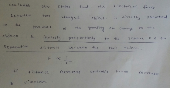 Cou lombl taw state thet the lectrical for ce らe+a, een two chargcd bjeti dieetty Prepationl pro duc t quant į td0+ 아 .tre chorge ση 寸1弋 cbaects ye & invers S e paratim dis tance between e twe obiccrs de creoses gvice versa