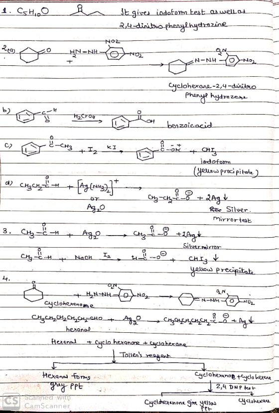 1. CSHOO i ut gives iodoform test as wellos __2,4-dinitro. phenylhydrazine HOZ RegAyoĄN-NHTOJNO N-NH HOẠNo. Cyclohexane -2,4-