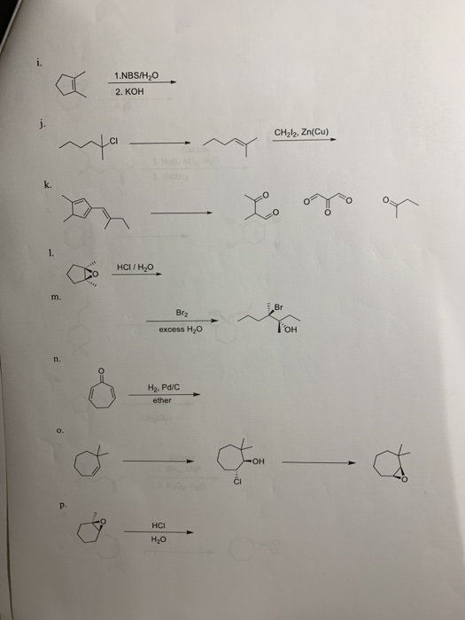 CH2l2, Zn(Cu) Br Biz excess H20 Тон Hz. Pd/C ether o - - HCI H2O