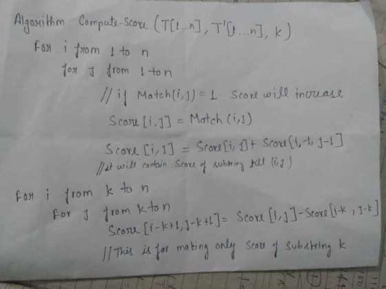 osithm Compets Scove // il Match(i.)= L sco ㎘wİ,U incrunas Scoru [i,1]s Match (id) fom i rom k to n Poy 1 11om kto n