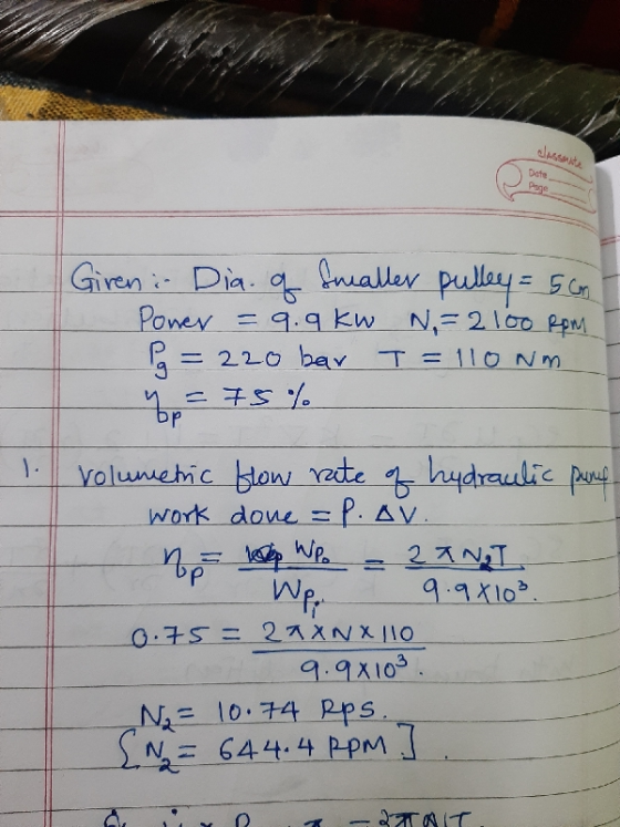 Jassute Date Prage Laialler pullay Gireni Dia. N 2100 PpM Poney 9.q kw T= 110 Nm = 220 bav bp Yolunehic ow ete hydraulic p P.