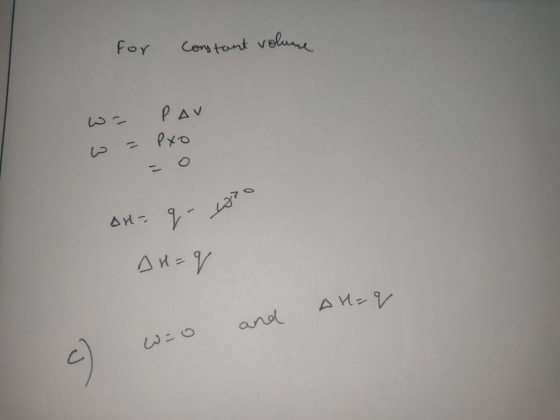 for constant volume wa Par w = Pxo pro An= q- AH- Ди? Ү AH=q and wao