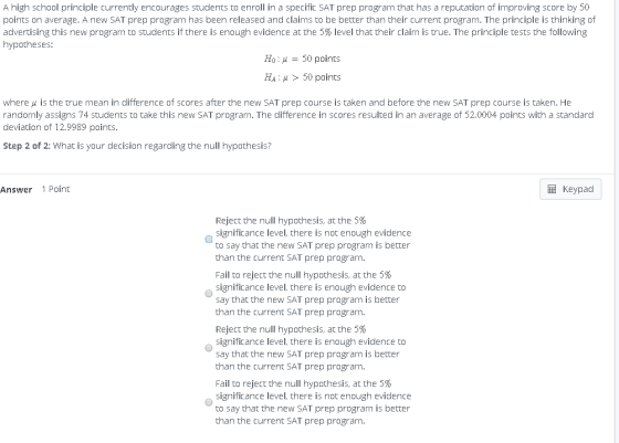 A high school principle currently encourages students to enroll in a specific SAT prep program that has a reputation of impro