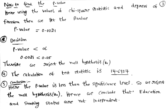 Naw to find the tne usi the values of P-Value degnees of chi-sguare Statistic amd Pvalue facedom then we Jet the PValue O.002