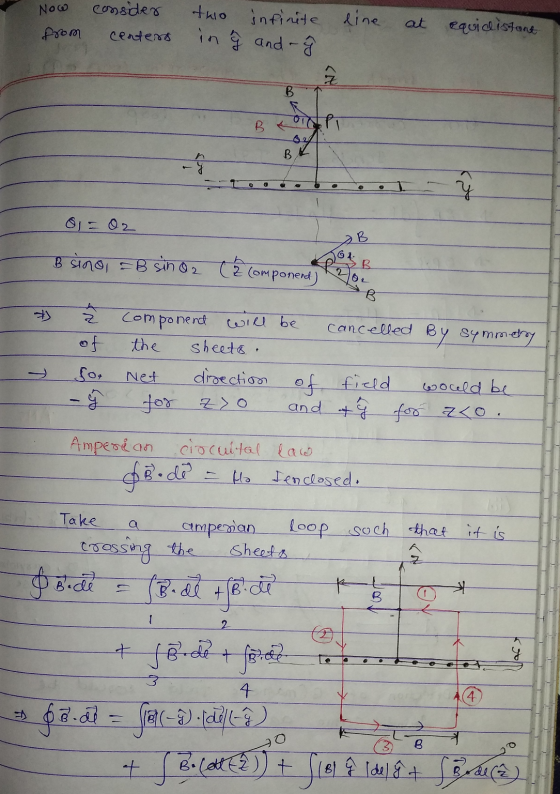 Now from consider centers line at equidistant tho in infinite ŷ and ĝ ܟ 8 ܕ - 4 ви 01 = 02 B sing, =B sin 02 (2 components »
