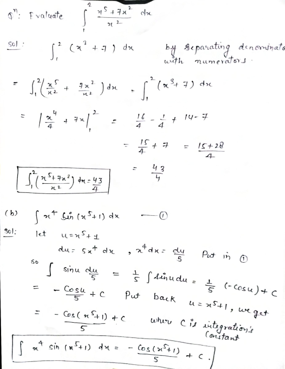 on: Evaluate as +70 cla ग 2 Sol: 2 Cap + 7 ) da by separating, denominat numerators with 11 S. 2 S, qa رو (2347) doc x2 4 an