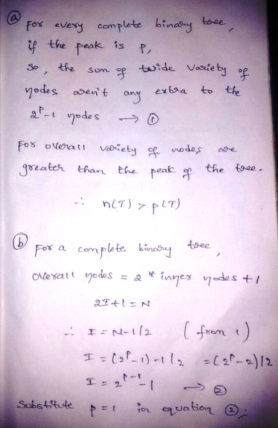 Fox evexy complete binasy tece tf the peak is So, the sum op ttde Vasle by yodes aent an extsa to the ou node s ae rae han th