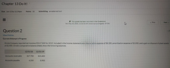 Chapter 13 Do It! Due Jun 13 by 11:59pm Points 10 Submitting an external tool Your grade has been recorded in the Gradebook S