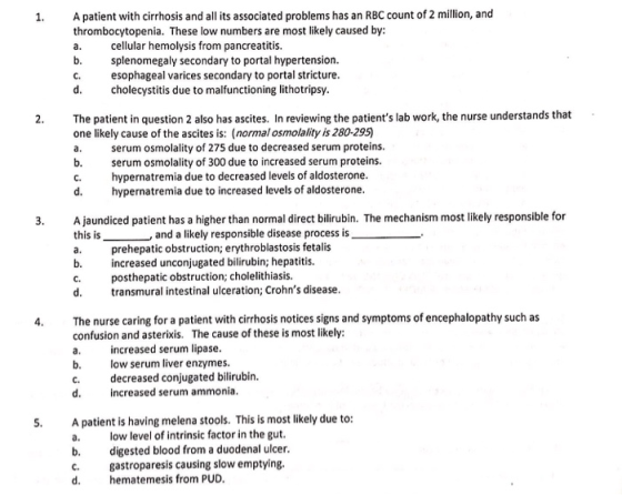 A patient with cirrhosis and all its associated problems has an RBC count of 2 million, and thrombocytopenia. These low numbe