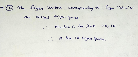 The Eigen Vectors conesponding to Eiger Valeo are called Eigen Spaces Matrix A hos dzo ire, to A has to Gigen spaces.