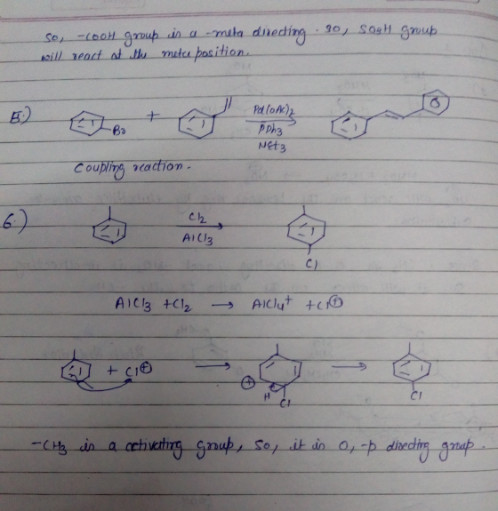 son -COOH group is a meta dieding - 90/ Sohl grup will react at the mete position, Pdlo Ac)2 Poha Net3 coupling reaction ch A