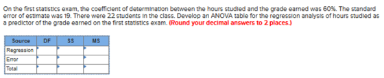 On the first statistics exam, the coefficient of determination between the hours studied and the grade eamed was 60%. The sta
