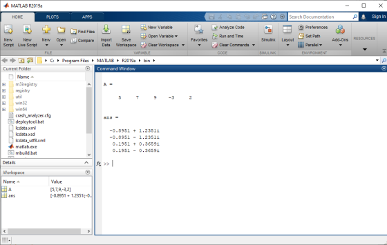 MATLAB R2019a HOME PLOTS APPS do E O Search Documentation Sign In Analyze Code O Preferences Run and Time Set Path Favorites