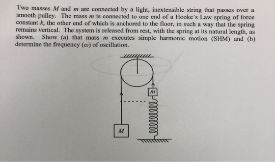 Two masses M and m are connected by a light, inextensible string that passes over a smooth pulley. The mass m is connected to