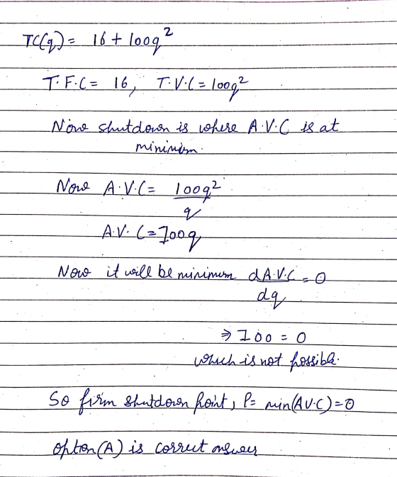 . TC(4)= 16+10092 T.F.C= 16, T:V:l= 100g Nowe shutdown is where A.V.C is at minindyn. q Now A.V. (= loog? A.V. (=100g Now it