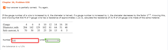If the gauge number of a wire is increased by 6, t