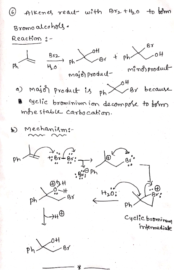 AIKenes reaul with Bz tHo to bom Bromo aleohalg Reaction - Pho minProdul ot B12 BY ph Ph maj Psodud MajoProdut is Ph Cyelic b