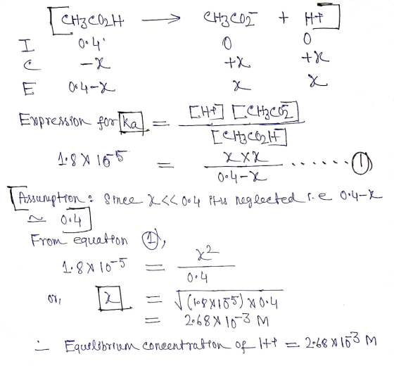 > CH3Co } t Ht I CH3COH 0041 -X E 04-g th th Expression for ſkal = Expression forka [H] [elzcom = Teltgeolf] у XL , , , , 1.8