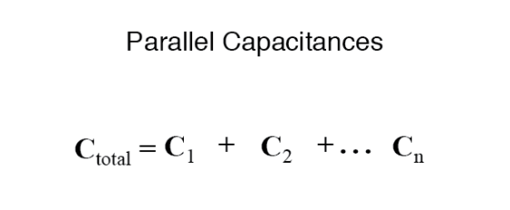Parallel Capacitances Ctotal = C, + C2 +... C