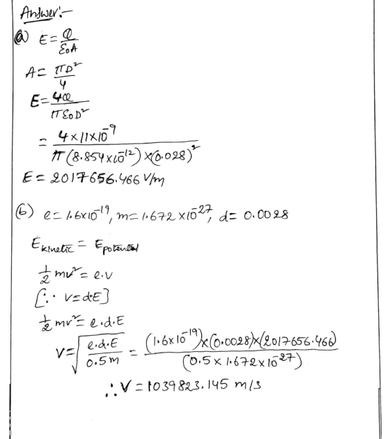 | Answer @ Ecole E=40 Tsop - 4x11x109 #(8.854x102) x6.028) Es 2017656.466 V/m 6) e=1681019, m= 1672 x1627, d= 0.0028 Ekostic