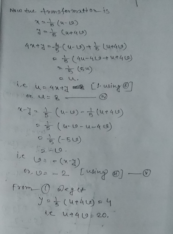 Now the transformation is (4-1) yot (4+46) 44 +7 . 4 (4-6) + t Lur40) 13 (44-46 +u+40) a 15 (54) e ua4uty are [l using ] For