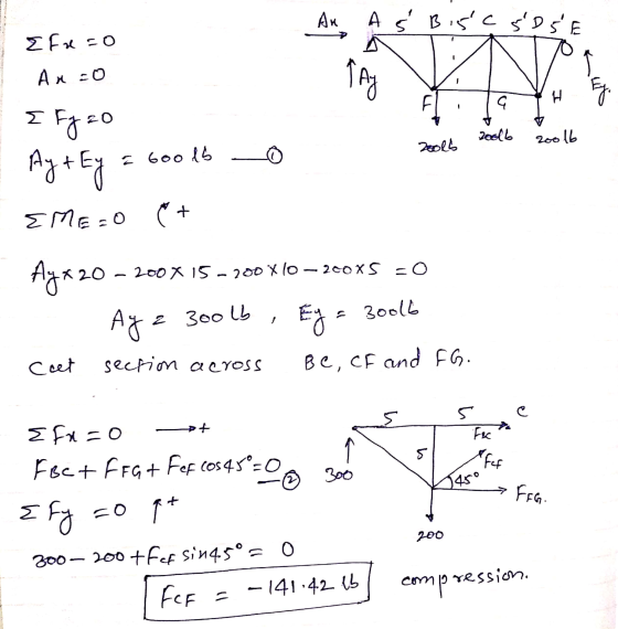 A Ś Bisc sost E Faso Anao { fj=0 zools zoolb zoo16 Ay+ Ey a boolb o EME=0 + Ayx 20 - 200% 15-200X10-200x5 =0 Ay = 300lb, Ey