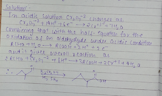 0 Solution - In acidic solution Cr, O, 2 changes as cro 2 + 14 14 tlé - 2 (8 +3 +7H₂O combining that with the halter equation