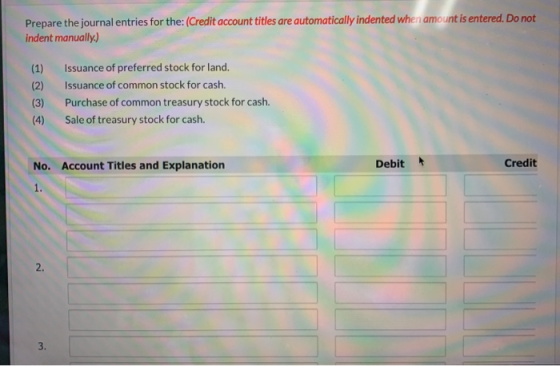 Prepare the journal entries for the: (Credit account titles are automatically indented when amount is entered. Do not indent