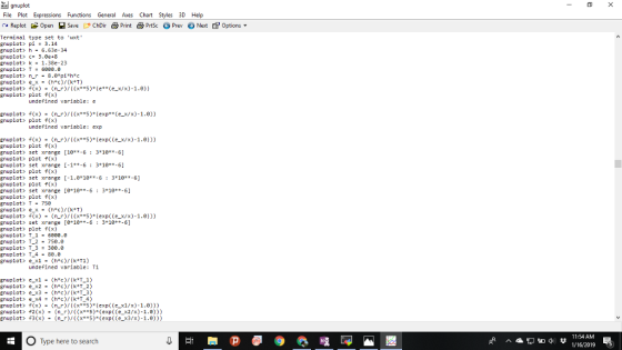 gnuplot File Plot Expressions Functions General Axes Chart Styles 3D Help Terminal type set to wxt gnuplot> pi 3.14 gnuplot